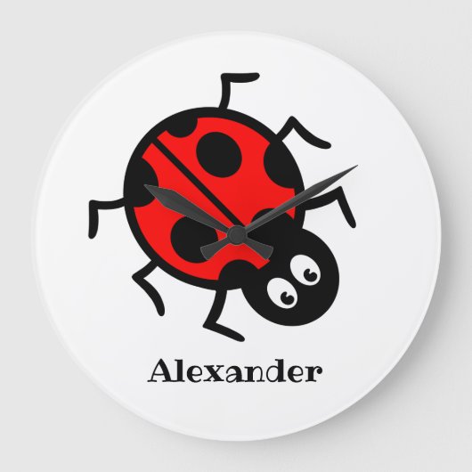 Personalised Ladybird Pattern Wall Clock Grote Klok (Voorkant)