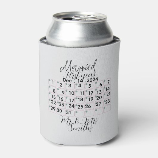 Personalised Married Calendar Date Ceramic  Blikjeskoeler (Blikje Voorkant)