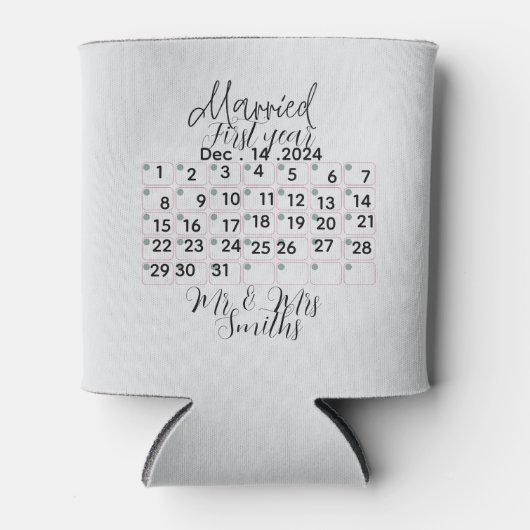 Personalised Married Calendar Date Ceramic  Blikjeskoeler (Voorkant)