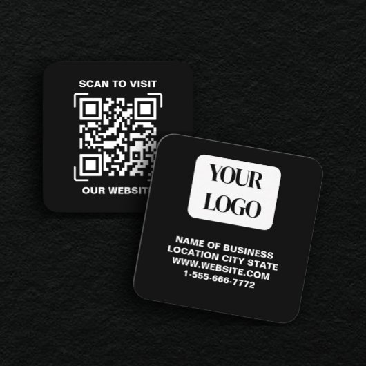 PERSONALISED Modern Black and QR CodeBusiness Card Vierkante Visitekaartje