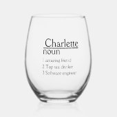 Personalised Name Definition Wijnglas Zonder Voet (Voorkant)