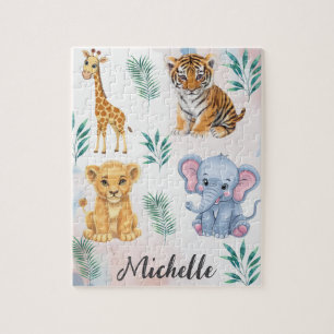 Personalised Name Safari Oerwoud Animals Kinder Legpuzzel