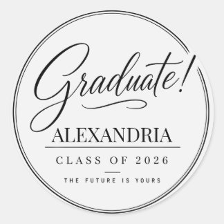 Personalised Newspaper Graduation 2026 Classic Rou Ronde Sticker