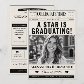 Personalised Newspaper Graduation Announcement Kaart