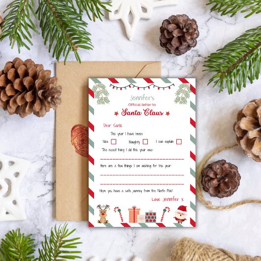 Personalised Official Letter to Santa North Pole Kaart