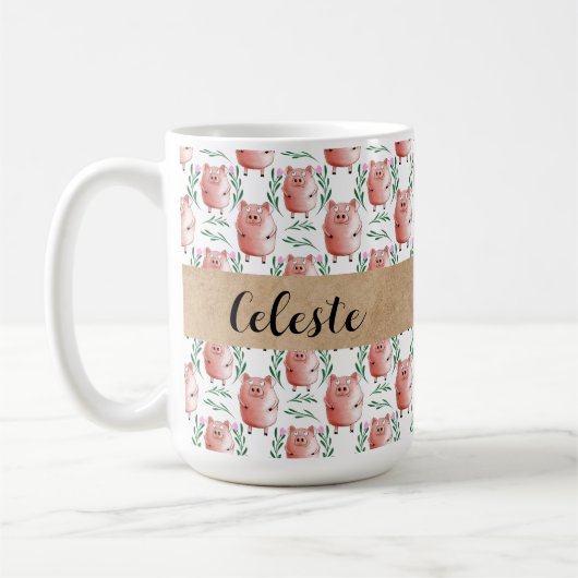 Personalised Pig Mug – Cute Farm Animal Gift Cup (Gauche)