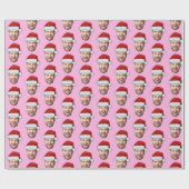 Personalised Pink Face Santa Hat Gift Wrap Cadeaupapier (Vlak)