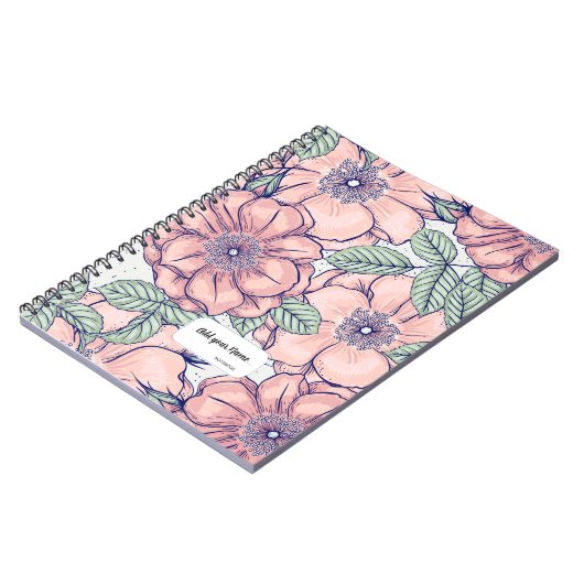 PERSONALISED Pink Flower Pattern Notebook Journal (Côté gauche)