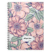 PERSONALISED Pink Flower Pattern Notebook Journal (Devant)