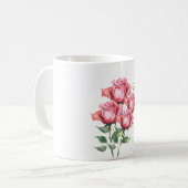 Personalised  Pink Rose Floral Classic Mug  (Devant gauche)