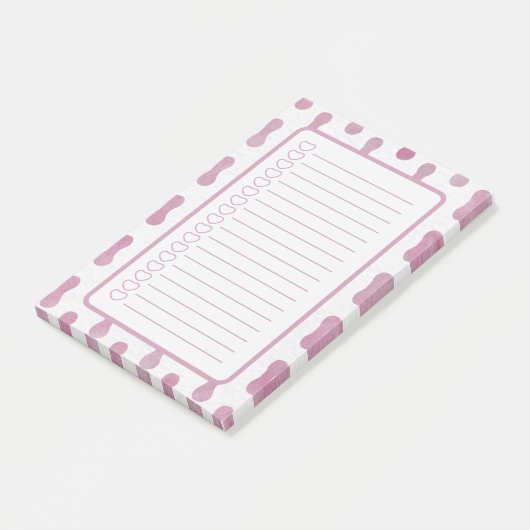 Personalised Pink Shapes Note List. (Schuin)