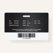 Personalised Police Law Enforcement Medewerker ID Badge (Achterkant)
