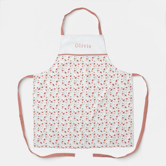 Personalised Pretty Poppy Pattern Apron Schort (Voorkant)