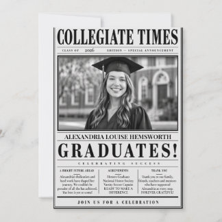 Personalised QR code Newspaper Graduation Kaart