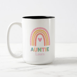 Personalised Rainbow Mug Gift for Auntie Best mug Tweekleurige Koffiemok