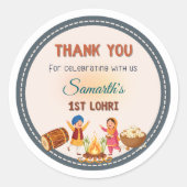 Personalised round Lohri-themed Sticker (Voorkant)