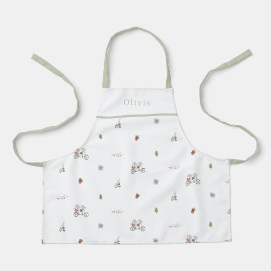 Personalised Spring Mice On A Bike Pattern Apron Schort (Voorkant)