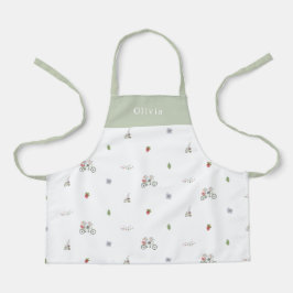 Personalised Spring Mice On A Bike Pattern Apron Schort
