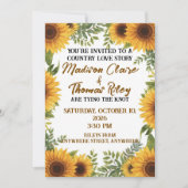 Personalised Sunflower Wedding Invitation | Rustic (Devant)