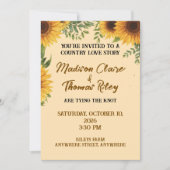 Personalised Sunflower Wedding Invitation | Rustic (Devant)