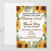 Personalised Sunflower Wedding Invitation | Rustic Kaart (Voorkant / Achterkant)