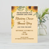 Personalised Sunflower Wedding Invitation | Rustic Kaart (Staand voorkant)