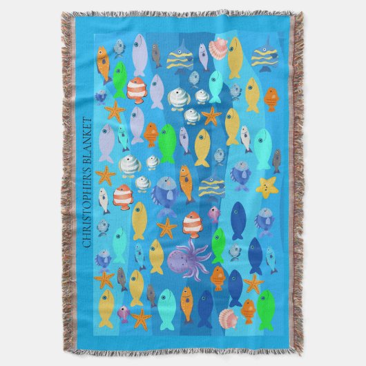 Personalised Throw - Fish Design Deken (Voorkant Verticaal)