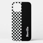Personalised Two-Tone Checkerboard Case-Mate iPhone Case (Achterkant)