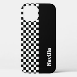 Personalised Two-Tone Checkerboard iPhone 12 Hoesje