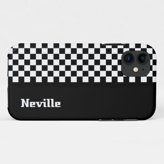 Personalised Two-Tone Checkerboard Case-Mate iPhone Case (Achterkant (horizontaal))