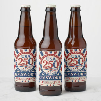 Personalised Vintage America 250 1776 -2026 Bier Etiket