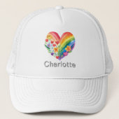 Personalised Watercolor Rainbow Heart Name Trucker Pet (Voorkant)