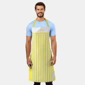 Personalised Yellow And White Stripe Pattern Apron Schort (Gedragen)