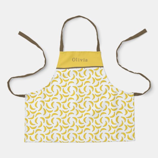 Personalised Yellow Banana Pattern Apron. Schort (Voorkant)