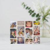 Personaliseer 11 foto's taupe modern Love You Mom Briefkaart (Staand voorkant)