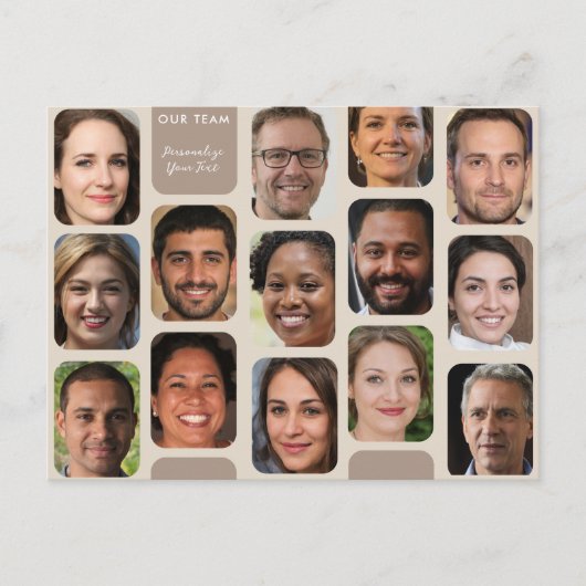 Personaliseer 14 foto's Klasse taupe Modern Onze t Briefkaart (Voorkant)