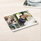 Personaliseer 4 aangepaste fotocollage vierkante kartonnen onderzetter (Schuin)