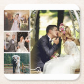 Personaliseer 4 aangepaste fotocollage vierkante kartonnen onderzetter (Voorkant)