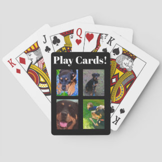 Personaliseer 4-foto's en tekst Lucky Dog-pokercar Pokerkaarten
