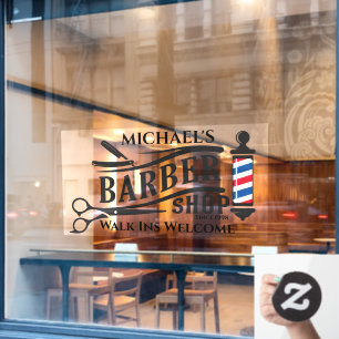 Personaliseer Algemene Kapper Winkel Paal Bedrijf Raamsticker