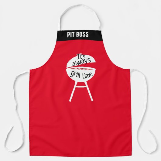 Personaliseer altijd Grill Time Funny BBQ Chef Schort (Voorkant)