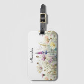 Personaliseer Aquarel veld van wilde bloemen Bagagelabel (Voorkant (verticaal))