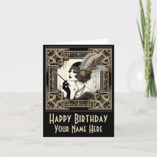 Personaliseer Art Deco Twenties Flapper No 3 Kaart