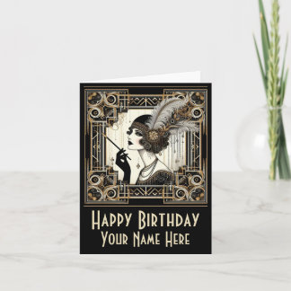 Personaliseer Art Deco Twenties Flapper No 3 Kaart