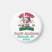 Personaliseer Baby Eerste Kerstbruine Kerstman Her Magneet (Voorkant)