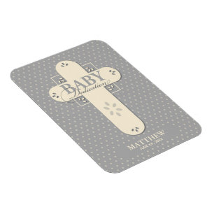 Personaliseer, Baby Inwijding Crème & Grijze Kruis Magneet