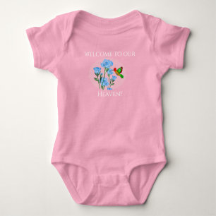 Personaliseer Baby One=Piece Floral Hummingbird Romper