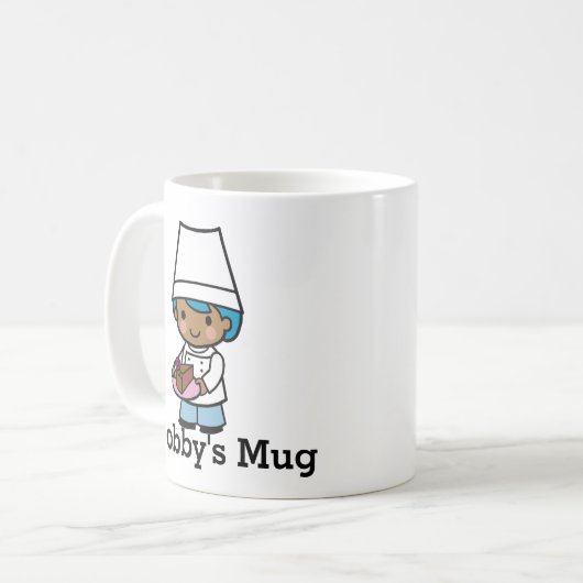 Personaliseer Baker / Chef-jongen met chocoladetaa Koffiemok (Voorkant links)