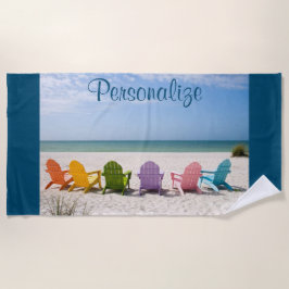 Personaliseer Beach met Colorful Beach Chairs Strandlaken