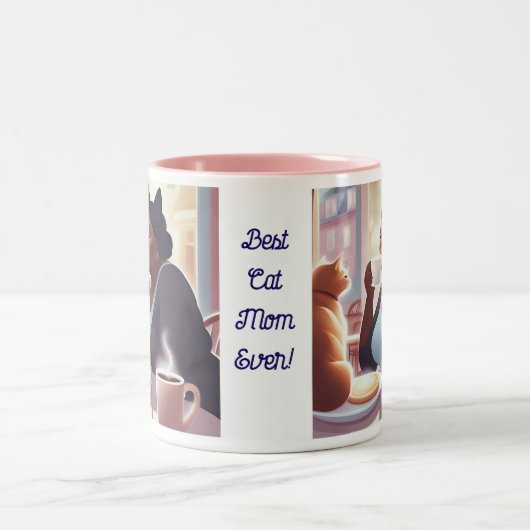 Personaliseer Beste Kat Moeder Ooit Tweekleurige Koffiemok (Center)